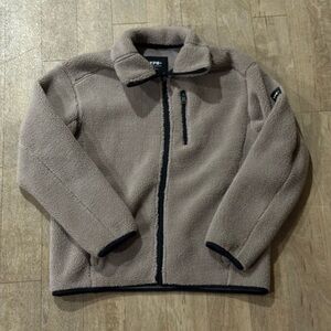 NWOT YPB Abercombie neoKNIT MAX Full Zip Fleece Sherpa Jacket Brown Size Medium